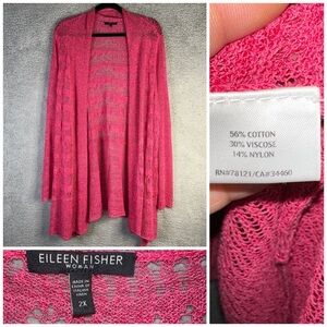 Eileen Fisher Pink Open-Front Cardigan